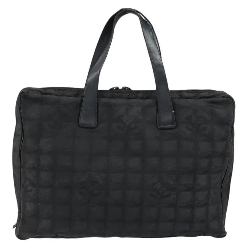 CHANEL New Travel Line Briefcase Nylon Black Silver